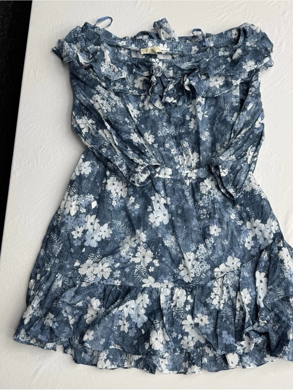 Michael Kors Blue and White Floral Mini Dress